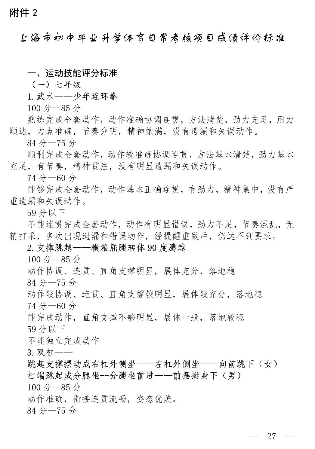 2021年上海中考将实行新体育考试方案！总分不变，可选项目增加！(附评分标准)