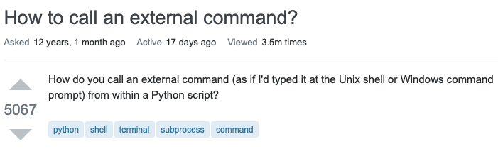 Stack Overflow 热帖：如何用 Python 调用外部命令