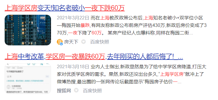让我们来看看，上海学区房到底跌了多少